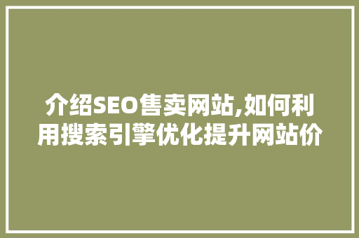 介绍SEO售卖网站,如何利用搜索引擎优化提升网站价值 后端技术
