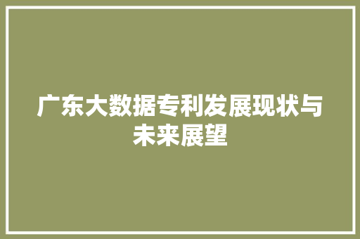 广东大数据专利发展现状与未来展望