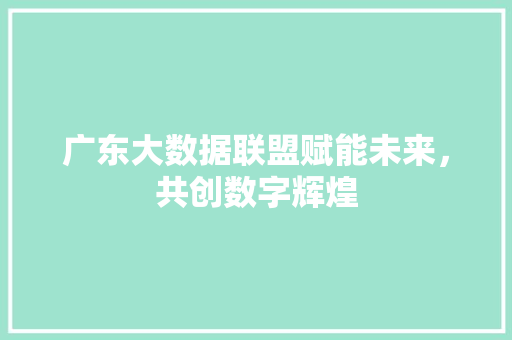 广东大数据联盟赋能未来，共创数字辉煌