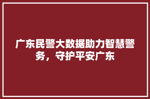 广东民警大数据助力智慧警务，守护平安广东