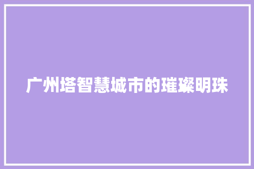 广州塔智慧城市的璀璨明珠