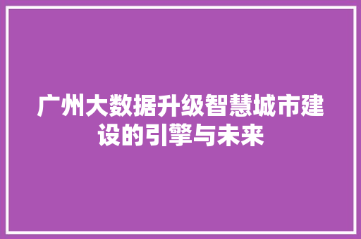 广州大数据升级智慧城市建设的引擎与未来