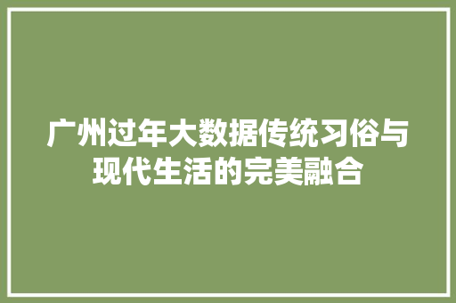 广州过年大数据传统习俗与现代生活的完美融合