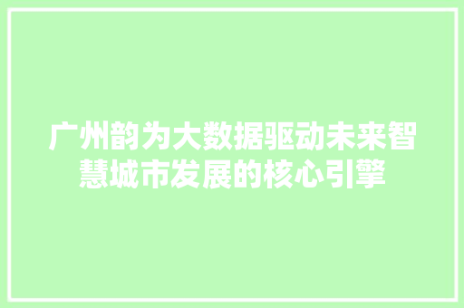 广州韵为大数据驱动未来智慧城市发展的核心引擎