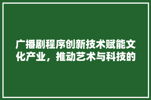 广播剧程序创新技术赋能文化产业，推动艺术与科技的交融发展