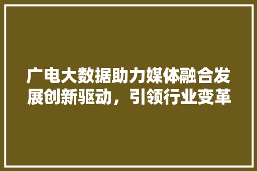 广电大数据助力媒体融合发展创新驱动，引领行业变革