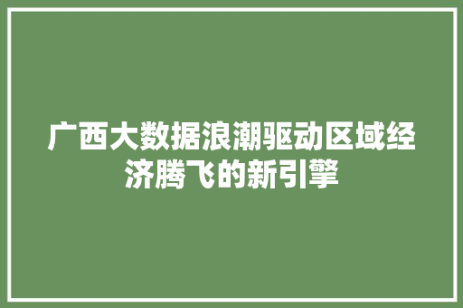 广西大数据浪潮驱动区域经济腾飞的新引擎
