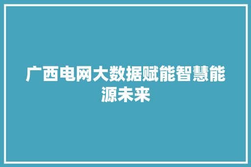 广西电网大数据赋能智慧能源未来