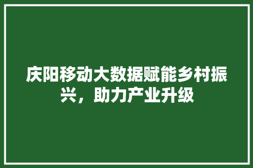 庆阳移动大数据赋能乡村振兴，助力产业升级