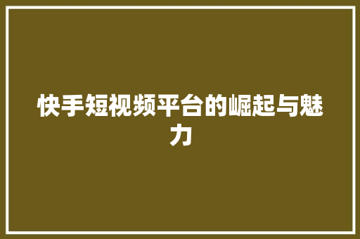 快手短视频平台的崛起与魅力