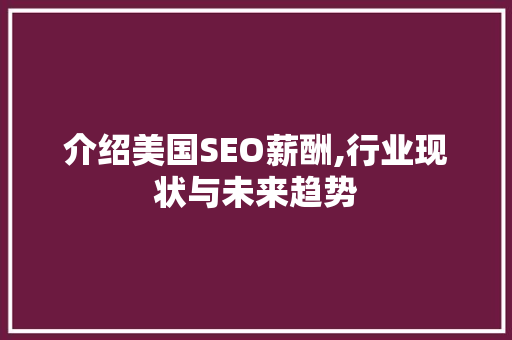 介绍美国SEO薪酬,行业现状与未来趋势 网站建设