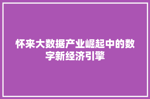 怀来大数据产业崛起中的数字新经济引擎