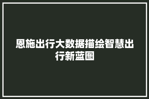 恩施出行大数据描绘智慧出行新蓝图