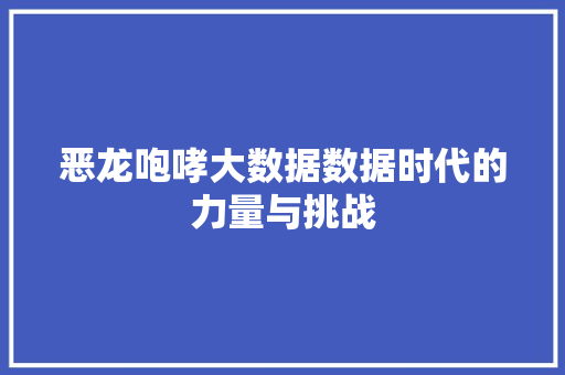 恶龙咆哮大数据数据时代的力量与挑战