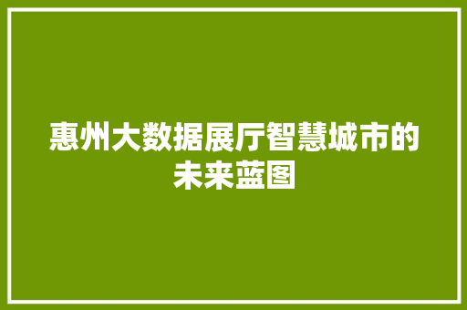 惠州大数据展厅智慧城市的未来蓝图