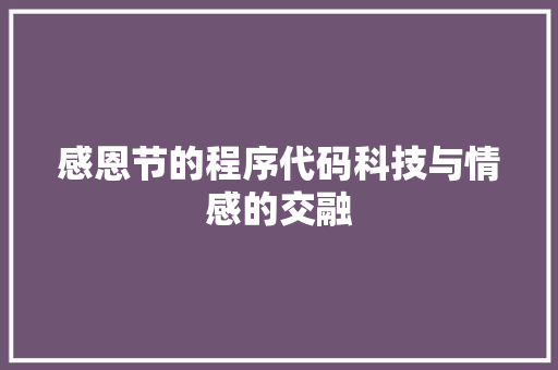 感恩节的程序代码科技与情感的交融
