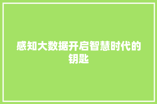 感知大数据开启智慧时代的钥匙