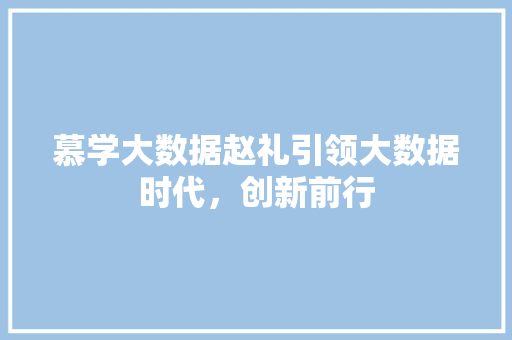 慕学大数据赵礼引领大数据时代，创新前行