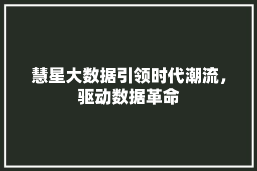 慧星大数据引领时代潮流，驱动数据革命
