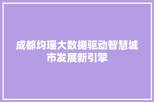成都均瑶大数据驱动智慧城市发展新引擎
