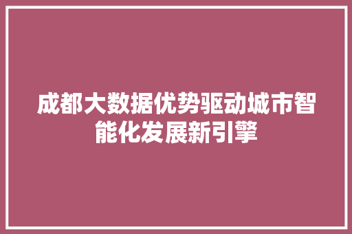 成都大数据优势驱动城市智能化发展新引擎