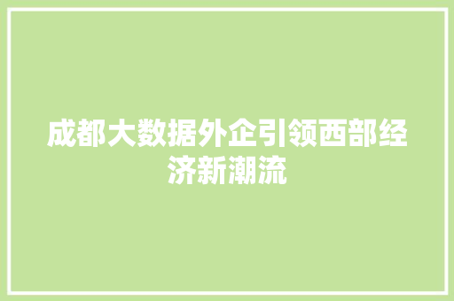成都大数据外企引领西部经济新潮流