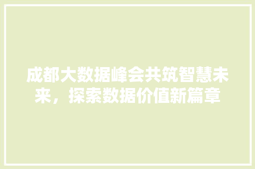 成都大数据峰会共筑智慧未来，探索数据价值新篇章