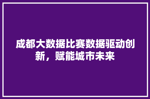 成都大数据比赛数据驱动创新，赋能城市未来
