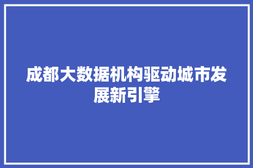 成都大数据机构驱动城市发展新引擎