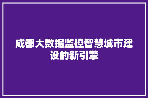 成都大数据监控智慧城市建设的新引擎