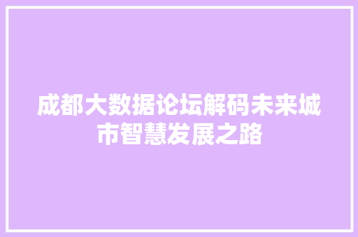 成都大数据论坛解码未来城市智慧发展之路