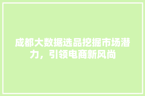 成都大数据选品挖掘市场潜力，引领电商新风尚