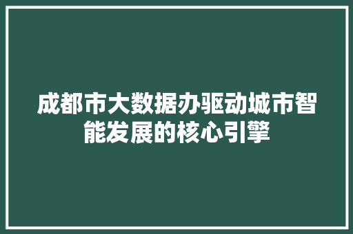 成都市大数据办驱动城市智能发展的核心引擎