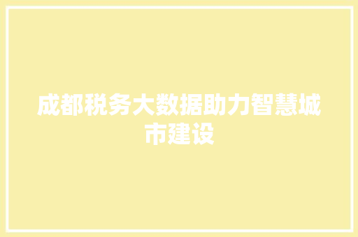 成都税务大数据助力智慧城市建设