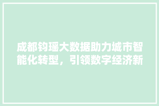 成都钧瑶大数据助力城市智能化转型，引领数字经济新潮流