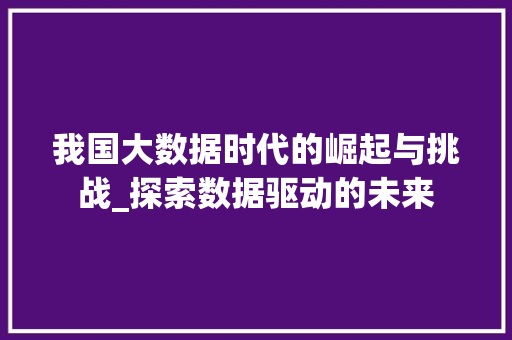 我国大数据时代的崛起与挑战_探索数据驱动的未来
