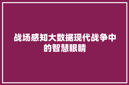 战场感知大数据现代战争中的智慧眼睛