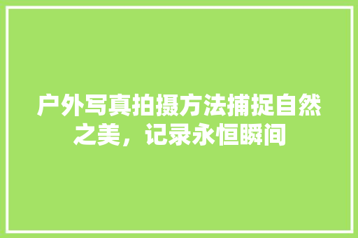 户外写真拍摄方法捕捉自然之美，记录永恒瞬间