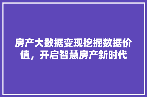 房产大数据变现挖掘数据价值，开启智慧房产新时代