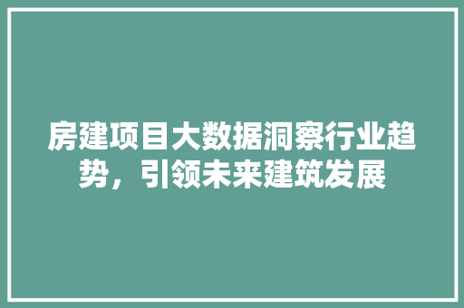 房建项目大数据洞察行业趋势，引领未来建筑发展