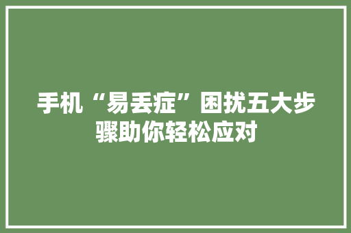 手机“易丢症”困扰五大步骤助你轻松应对