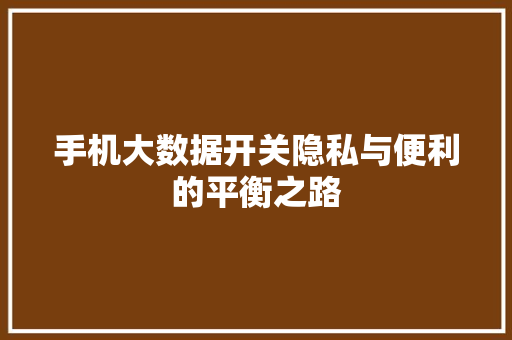 手机大数据开关隐私与便利的平衡之路