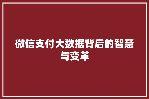 微信支付大数据背后的智慧与变革