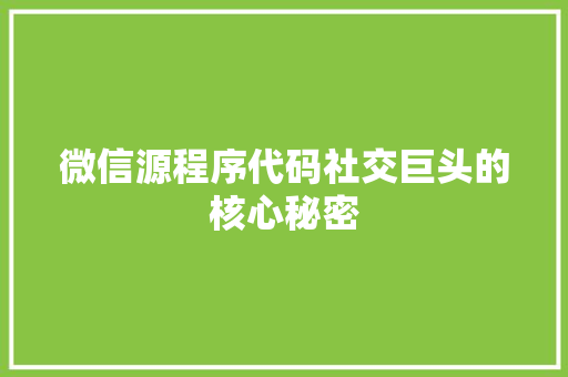 微信源程序代码社交巨头的核心秘密