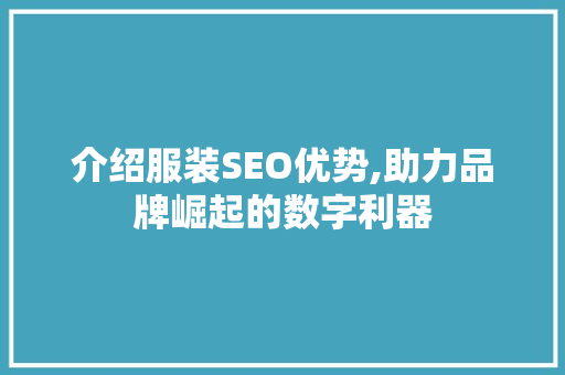 介绍服装SEO优势,助力品牌崛起的数字利器