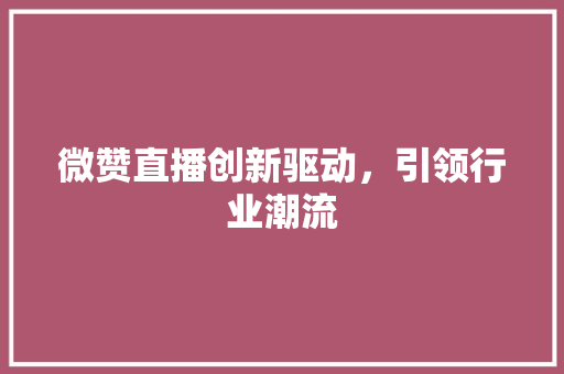 微赞直播创新驱动，引领行业潮流