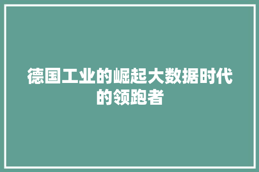德国工业的崛起大数据时代的领跑者