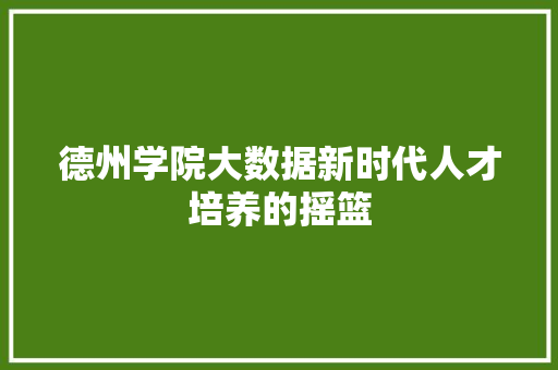 德州学院大数据新时代人才培养的摇篮
