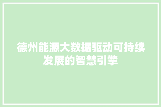 德州能源大数据驱动可持续发展的智慧引擎