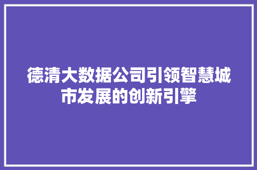德清大数据公司引领智慧城市发展的创新引擎